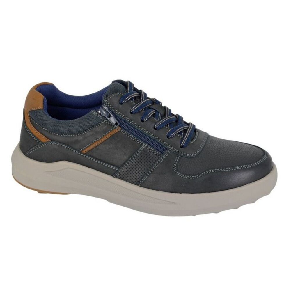 Route 21 Mens Original Denim Leather Zip Sneakers / Navy